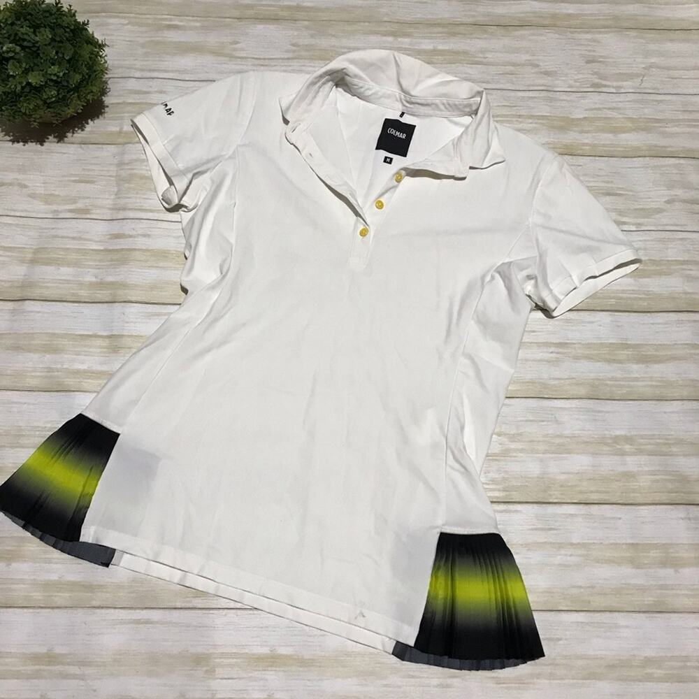 Colmar White Pleated Ombré Golf Tennis Athletic‎ Top Polo Women’s Size Medium